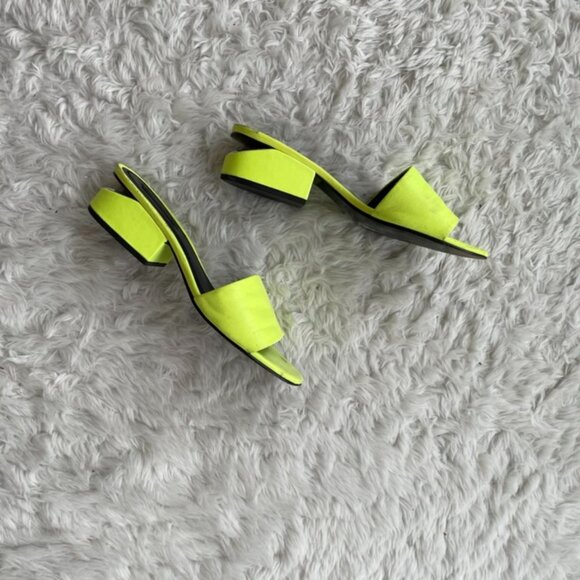 Alexander Wang Lou Neon Yellow Leather Slide Sandals size US 8/EU 38 - Picture 9 of 9